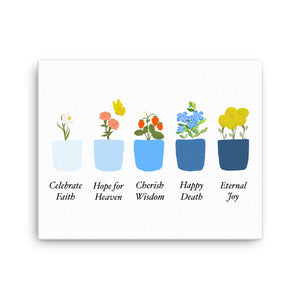 Glorious Mysteries Virtue Pots - canvas