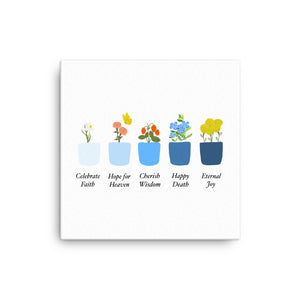 Glorious Mysteries Virtue Pots - canvas