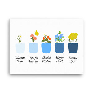 Glorious Mysteries Virtue Pots - canvas