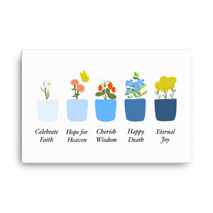 Glorious Mysteries Virtue Pots - canvas